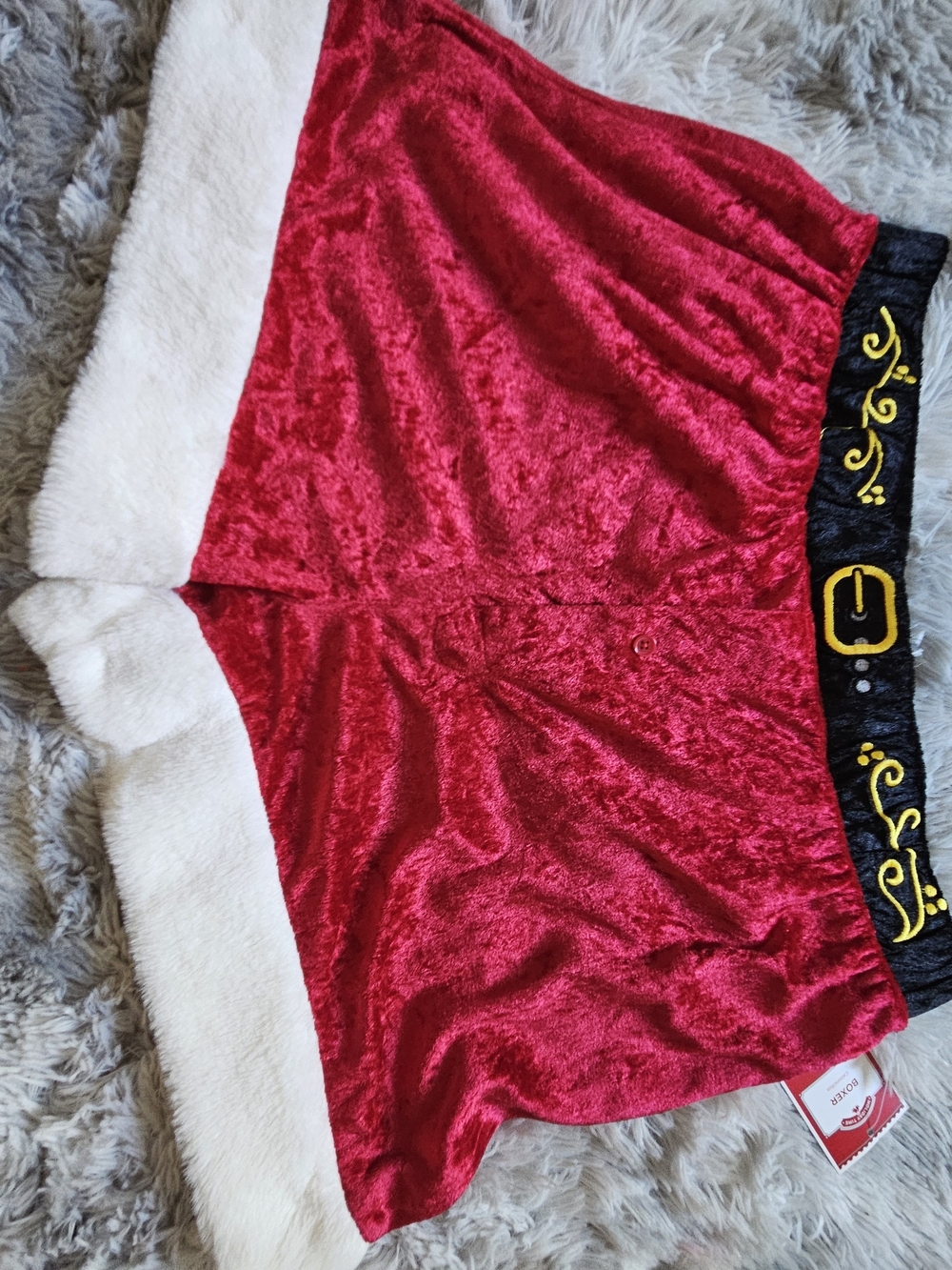Holiday Time Red and White Velvet Santa-Inspired Men’s Shorts